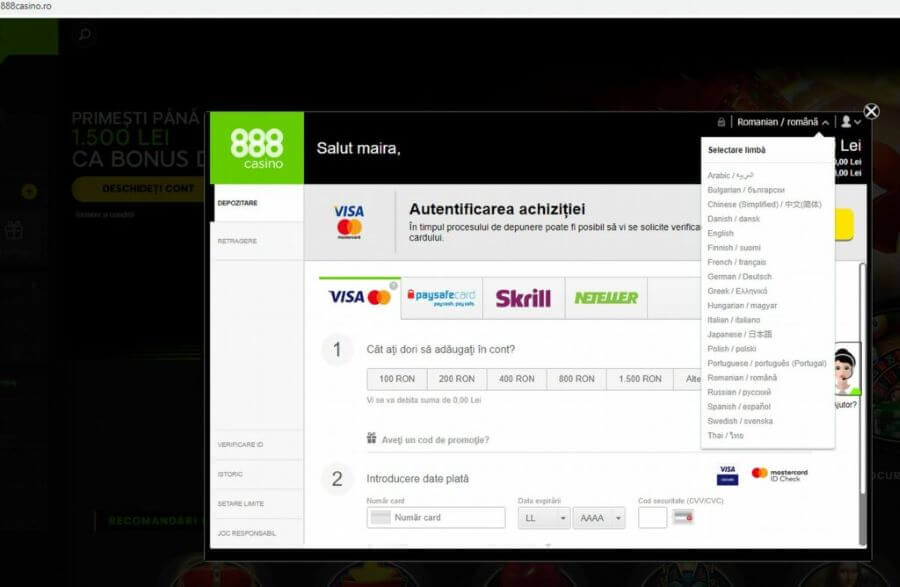 finalizare inregistrare 888 casino