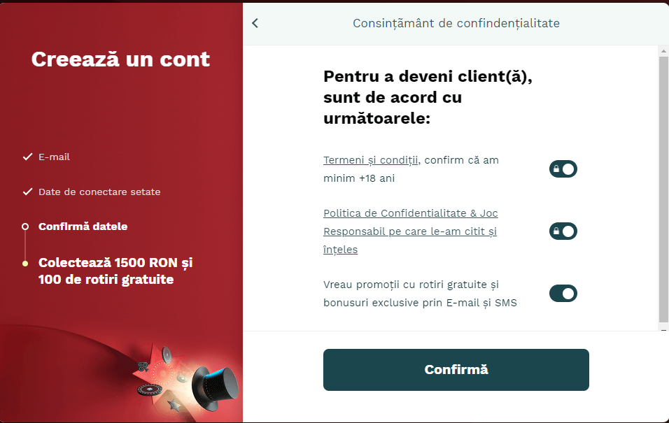 Finalizare Înregistrare Magic Jackpot
