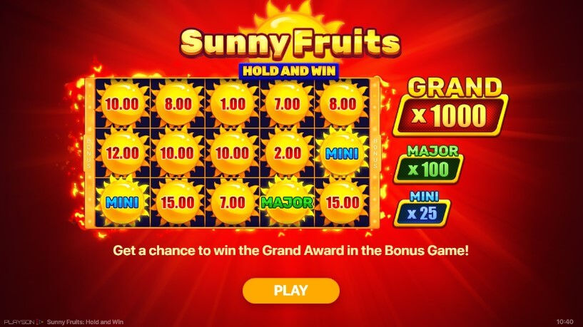 slot online hold and win sunny fruits