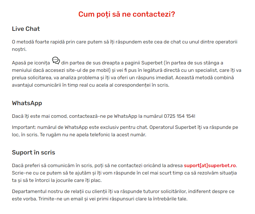 supoert clienti superbet casino