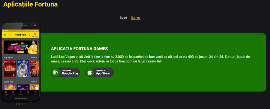 aplicatii mobile fortuna casino