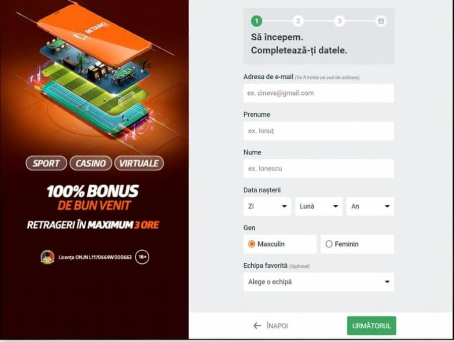 finalizare inregistrare betano casino