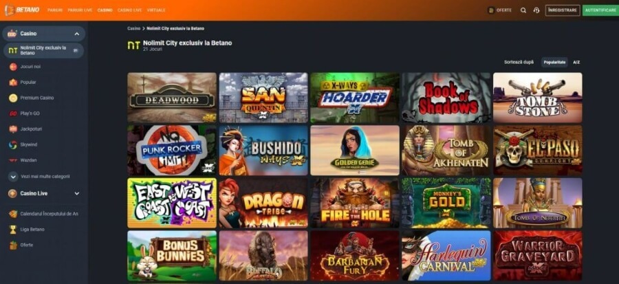jocuri disponibile la Betano casino