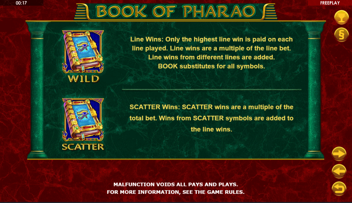 Book of Pharao Slot Caracteristici