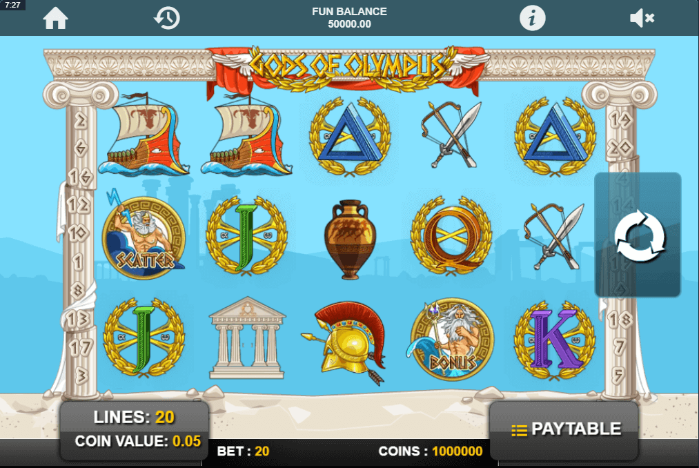 Gods of Olympus -  un slot cu RTP ridicat valabil la cazinourile online  