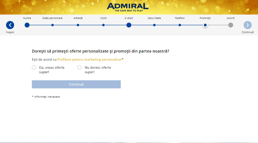 inregistrare admiral promotii