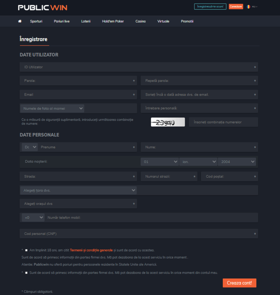informatii personale inregistrare public win