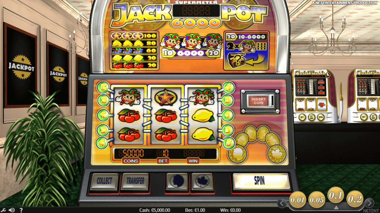 Jackpot 6000 -  un slot cu RTP ridicat valabil la cazinourile online  