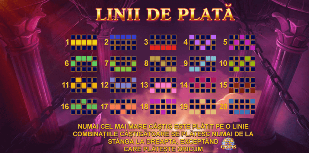 linii de plată in age of the gods 