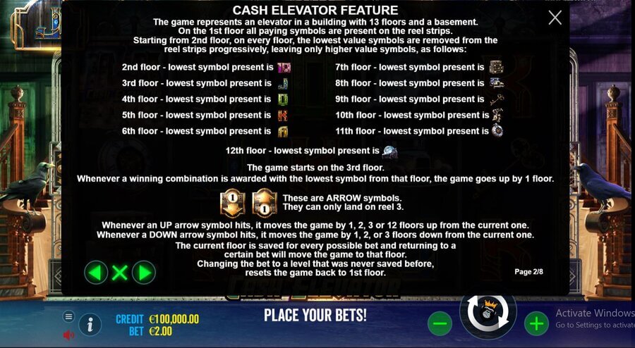 Cash Elevator slot online functii