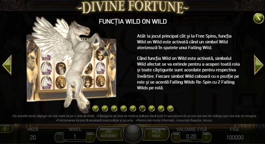 funcția wild expandabil Divine Fortune Meagaways