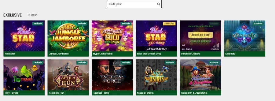 Unibet jocuri exclusive