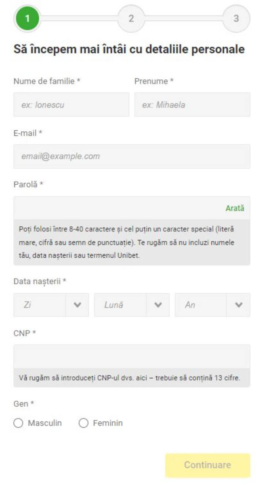 Unibet inregistrare 1