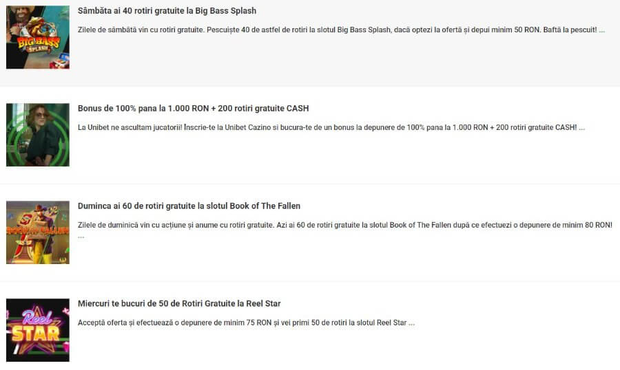 Unibet rotiri gratuite