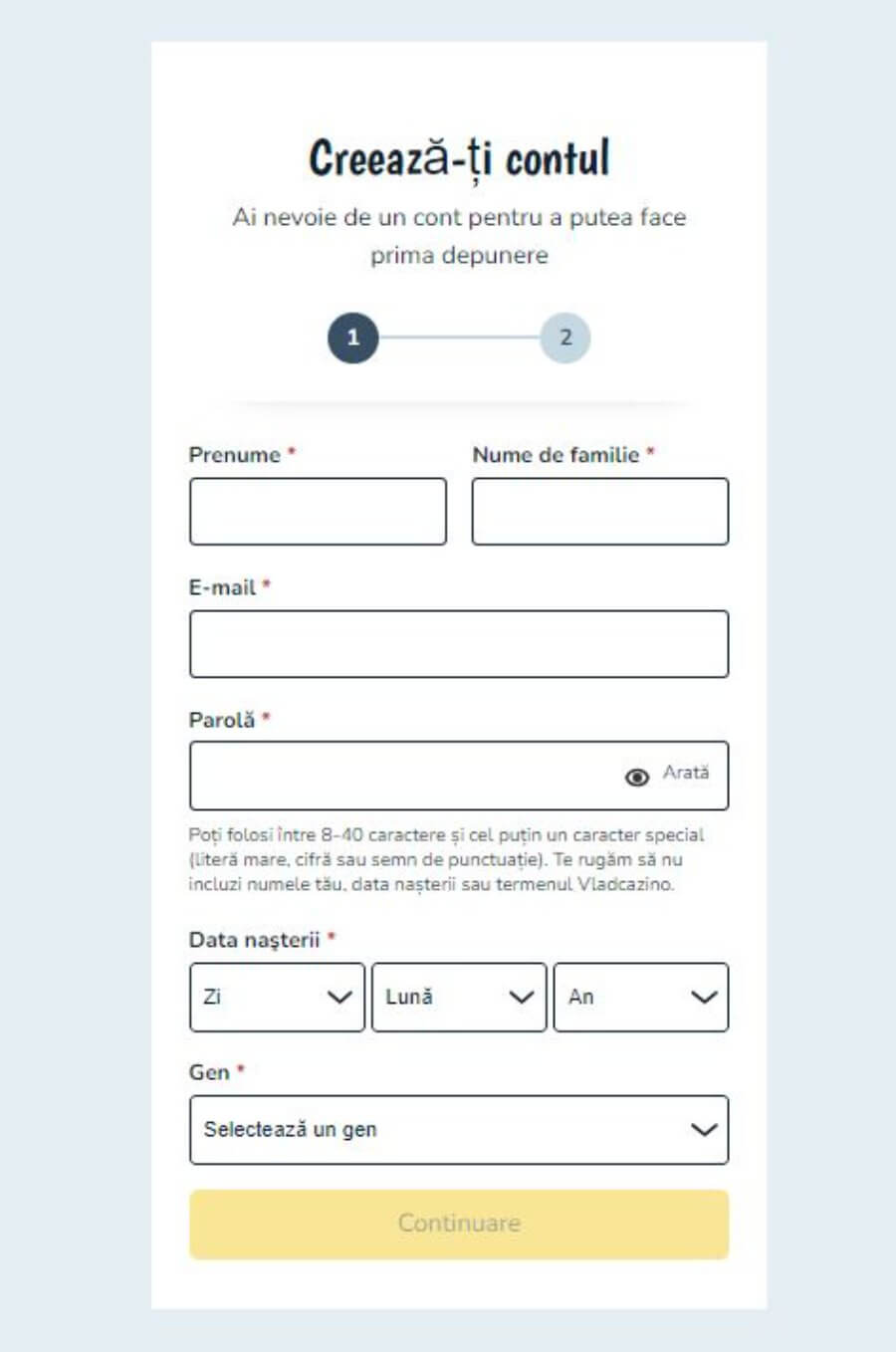 Vlad Cazino inregistrare 1