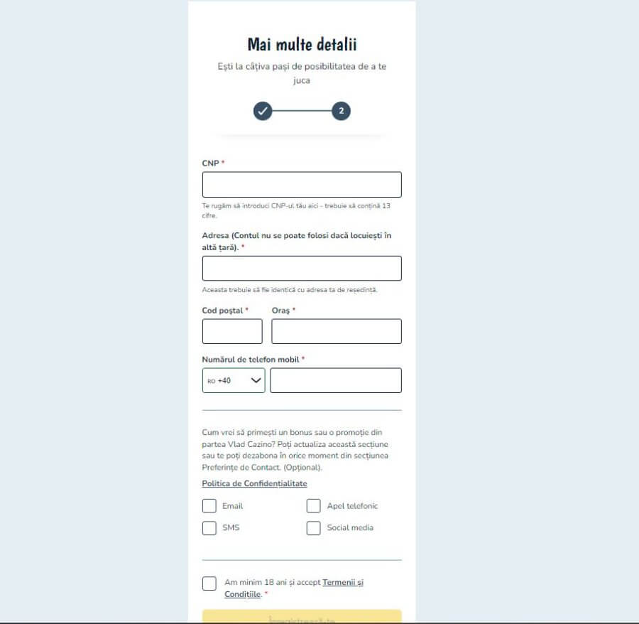 Vlad Cazino inregistrare 2